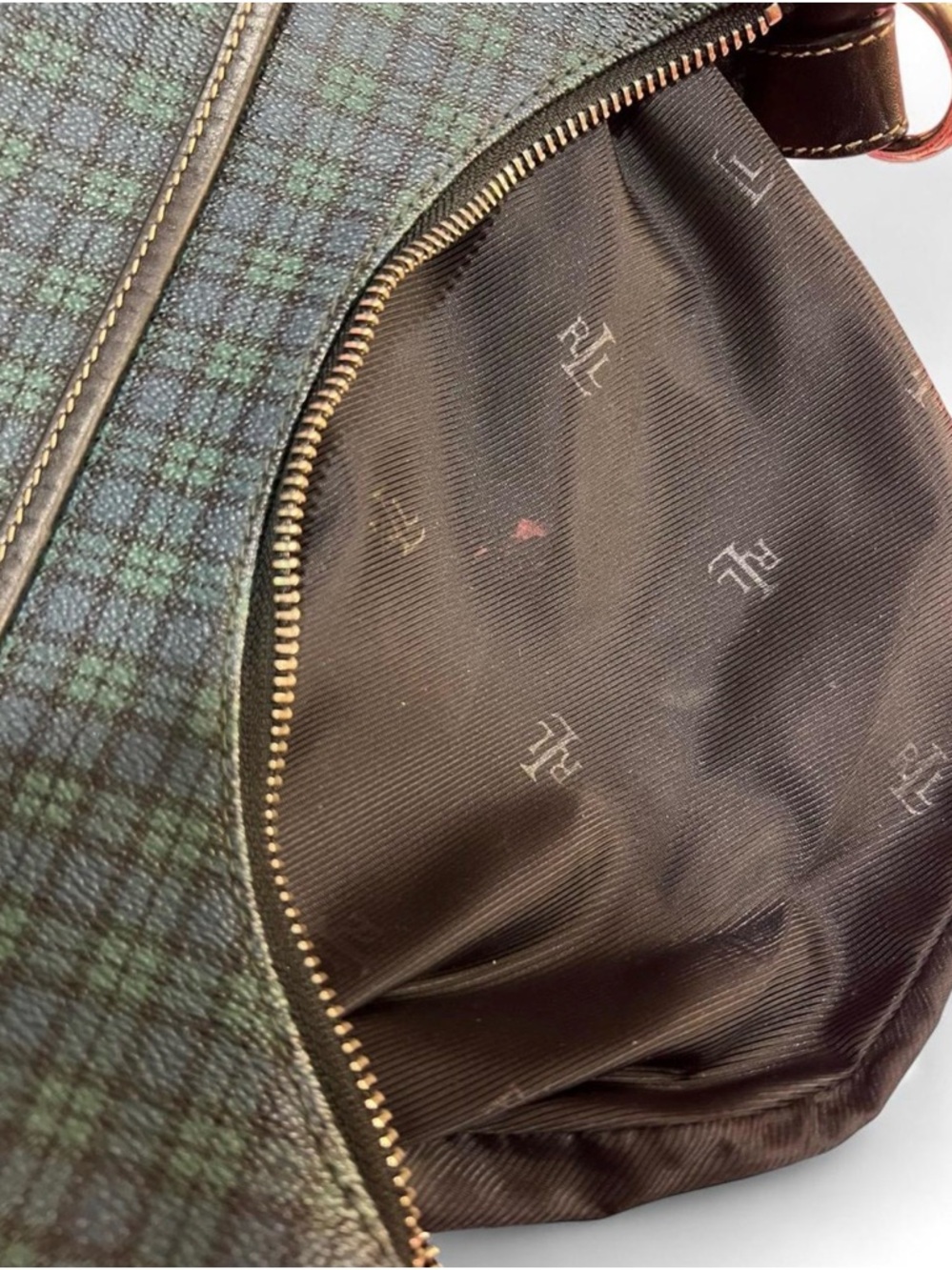 Vintage Ralph Lauren Plaid Leather Hobo Shoulder Bag Old Money Preppy - Picture 7 of 7